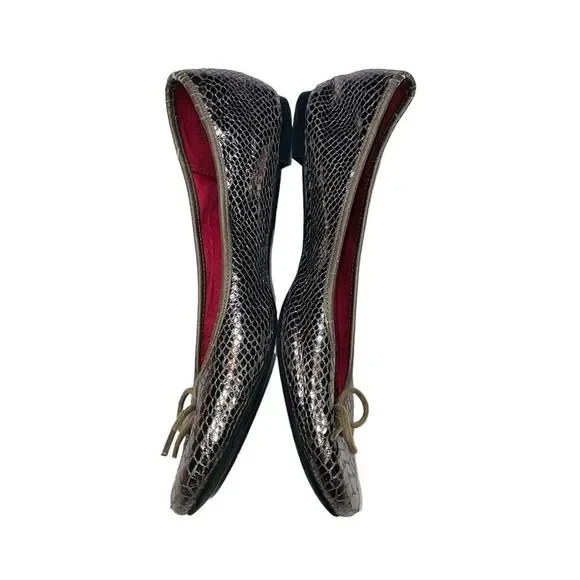 AE Silver Metallic Snakeskin Ballet Flats, Size 8 - Picture 8 of 11